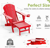 GREENVINES Adirondack-Chairs-with-Ottoman | Folding | Retractable-Footrest | HDPE Plastic | All Weather Fire Pit Chair - Photo 2