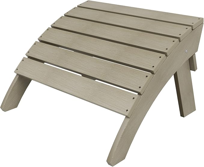 WestinTrends Tuscany Adirondack Ottoman, Real Wood Like Outdoor Ottoman for Patio, All Weather Poly Lumber Folding Ottoman Footrest for Adirondack Chair, Weathered Gray