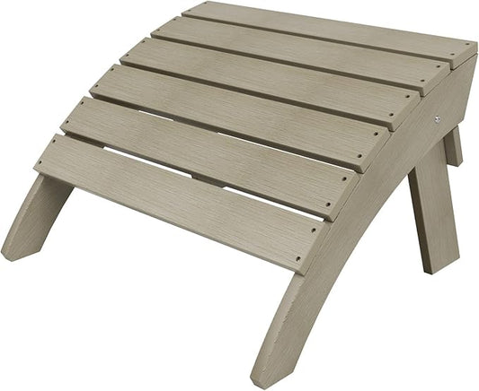 WestinTrends Tuscany Adirondack Ottoman, Real Wood Like Outdoor Ottoman for Patio, All Weather Poly Lumber Folding Ottoman Footrest for Adirondack Chair, Weathered Gray