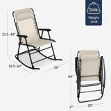 Best Choice Products Outdoor Folding Rocking Chair, Zero Gravity Lounge Chair, Patio Rocker w/Headrest Pillow - Ivory - Photo 3