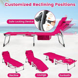 COSTWAY Tanning Chair with Face Hole, Folding Sun Bathing Lounge Chair with Armrest, Side Pocket & Protective Flap - Photo 4