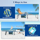 Goplus Tanning Chair, Folding Outdoor Beach Lounge Chair with Face & Arm Hole, Carrying Strap, Pillow, Side Pocket - Photo 5