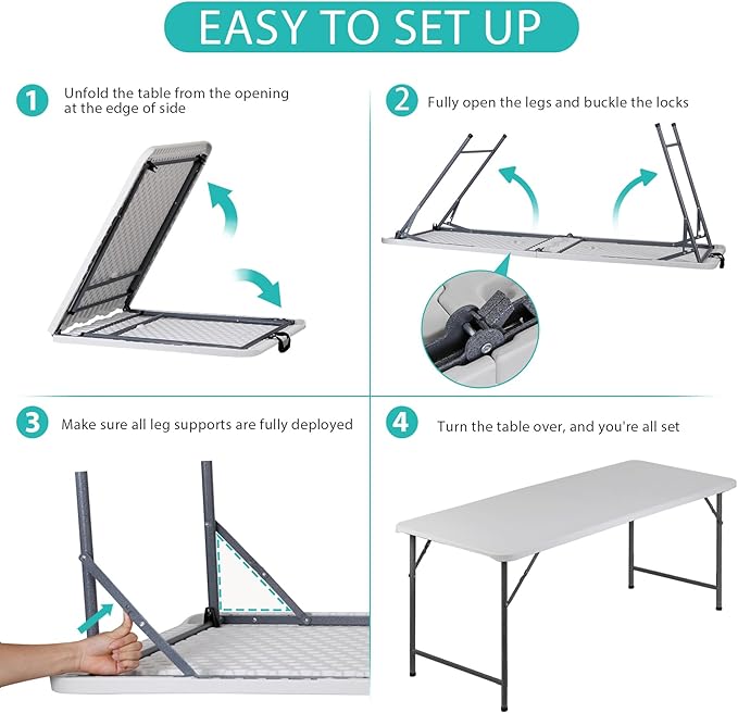SUPER DEAL Upgraded 6FT Folding Picnic Table for Outdoor - Photo 6