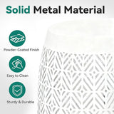 18" Cutout Metal Outdoor Side Table with 3-Mode LED Lights, Modern Decorative Drum End Table - Photo 7
