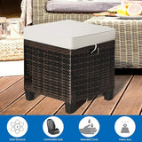 Tangkula 2 Pieces Outdoor Patio Ottoman, All Weather Rattan Wicker Ottoman Seat, Patio Rattan Furniture - Photo 9