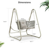 PURPLE LEAF Cloud Swing Chair with Stand and 12 White LED Lights Patio Wicker Hanging Swinging for Indoor Backyard - Photo 9