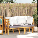 vidaXL Wooden Patio Sofa with Cushions - 2-Seater Solid Acacia Wood Patio Lounge Sofa with Dark Gray and White Cushions - Photo 2