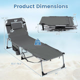 COSTWAY Tanning Chair with Face Hole, Folding Sun Bathing Lounge Chair with Armrest, Side Pocket & Protective Flap - Photo 3