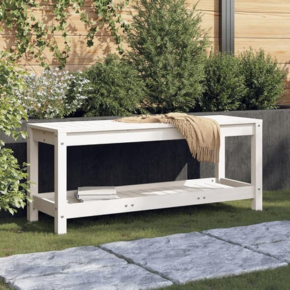 vidaXL Garden Bench White Solid Pine Wood Standard Garden Bench