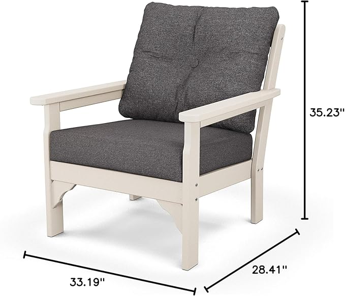 POLYWOOD® Vineyard Deep Seating Chair in Sand/Ash Charcoal - Photo 3