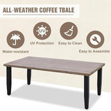 Modern Outdoor Coffee Table for Patio with Wood Grain Top, Stylish Patio Rectangle Table for Deck, Porch, Deck - Photo 4