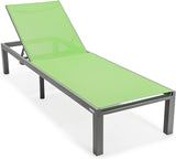 LeisureMod Marlin Aluminum Outdoor Chaise Lounge Chair (Set of 2) - Mesh Sling Fabric Seat Grey Aluminum Frame Beach - Photo 4