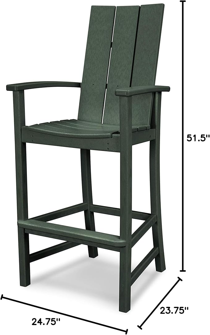 POLYWOOD® Modern Adirondack Bar Chair in Green