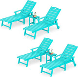 LUE BONA Chaise Lounge Chair with Table, 6-Piece, HDPS Chaise Lounger, 5 Positions Adjustable Lounge Chairs - Photo 1