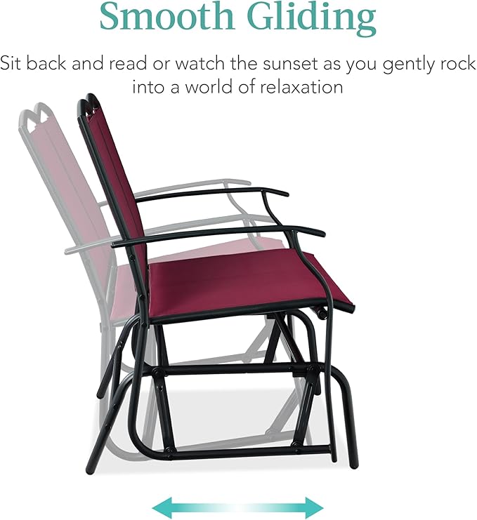 Best Choice Products 2-Person Outdoor Patio Swing Glider Steel Bench Loveseat Rocker for Deck, Porch w/Textilene Fabric - Photo 4