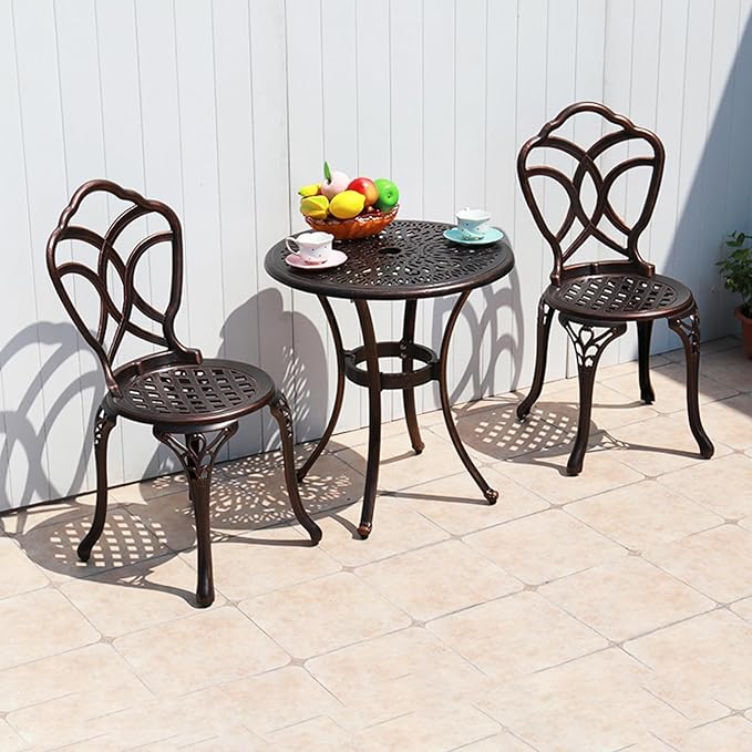 Outdoor Dining Chair Cast Aluminum Patio Chairs Set of 2 All-Weather Patio Dining Chair with Adjustable Feet for - Photo 2