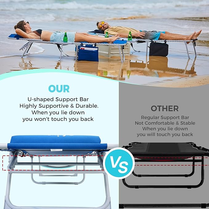 #WEJOY 2 PCS Lounge with Side Table for Outdoor 5-Position Adjustable Recliner Chair for Beach Sunbathing Patio Pool - Photo 5