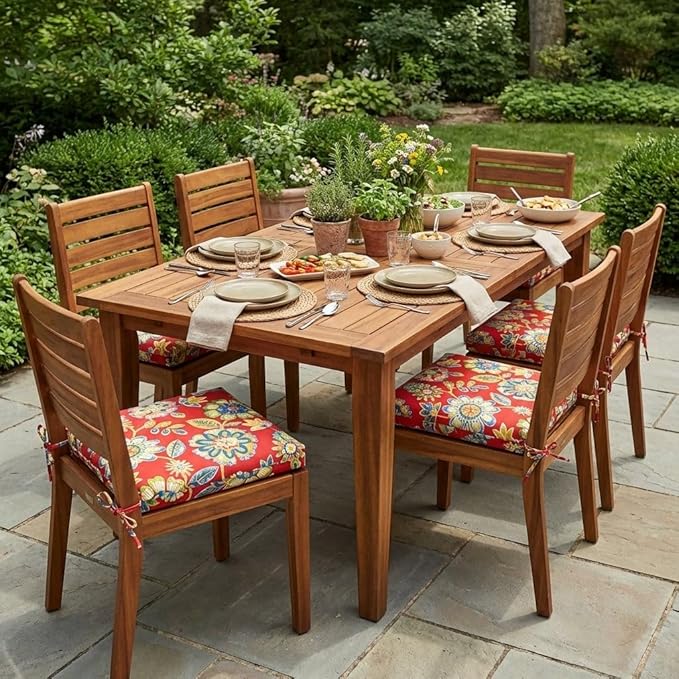 BrylaneHome Chair Cushion with Ties - 18.75" L x 18" W - Patio & Outdoor - Water, Stain & Fade Resistant - Willow - Photo 4