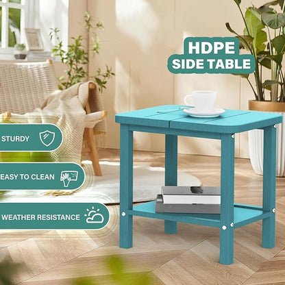 Patio Side Table, Outdoor HDPE Adirondack End Table for Patio,Outdoor Side Table for Backyard, Garden, Pool, Lawn,Aurba