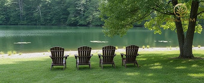 Psilvam Adirondack Chair, Oversized Poly Lumber Fire Pit Chair with Cup Holder, 350Lbs Support Patio Chairs for Garden, Weather Resistant Adirondack Chair Looks Like Real Wood (2, Brown)