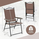 Giantex Set of 2 Patio Folding Chairs, Outdoor Patio Dining Chairs w/Armrest, Sling Back, Metal Frame - Photo 3