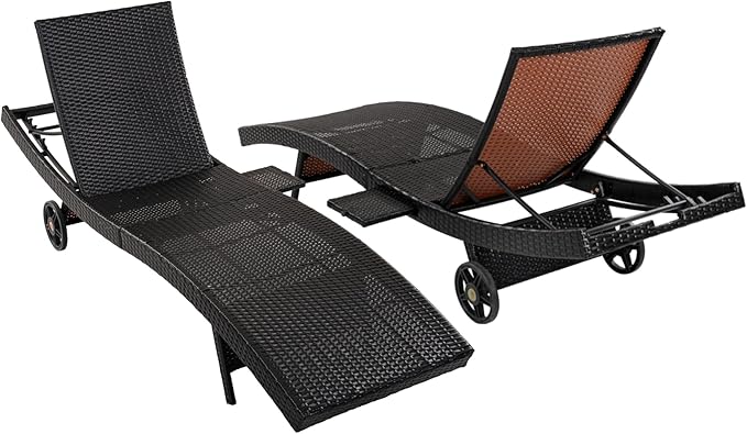 LUMISOL Patio Wicker Chaise Lounge Chairs Set of 2 - Photo 9
