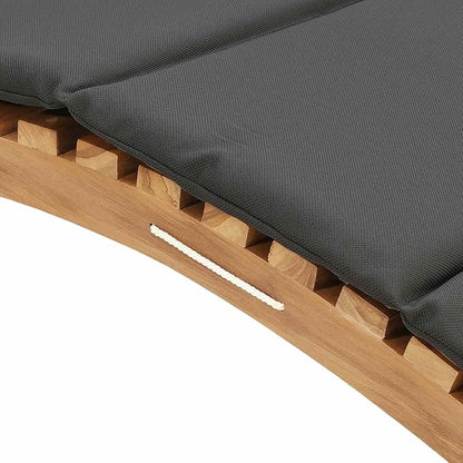 Brown Teak Outdoor Chaise Lounge 77.95x21.65x23.03 in Weather-Resistant Sunlounger with Thick Cushion for Poolside, Patio, Garden Relaxation