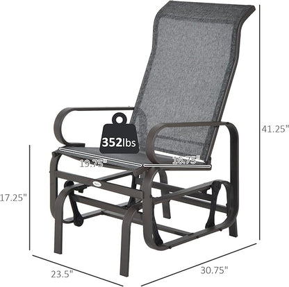 Outsunny Outdoor Glider Chair, Gliders for Outside Patio with Smooth Gliding Mechanism and Lightweight Construction for Backyard, Gray