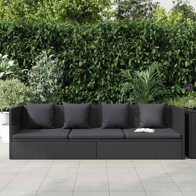 Patio Bed Adjustable Armrests Outdoor Chaise Lounge Rectangular Sofa with Removable Cushions for 3 Adults - Photo 2