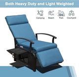 Domi Adjustable Patio Recliner Chair Metal Outdoor Lounge Chair with Flip Table Push Back, Adjustable Angle - Photo 8