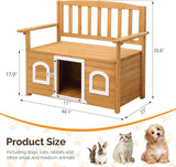 VINGLI Outdoor Storage Bench with Built-in Dog House - Photo 3