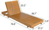 Christopher Knight Home Habery Acacia Wood Chaise Lounge Outdoor, Wooden Patio Chaise Lounge - Photo 2