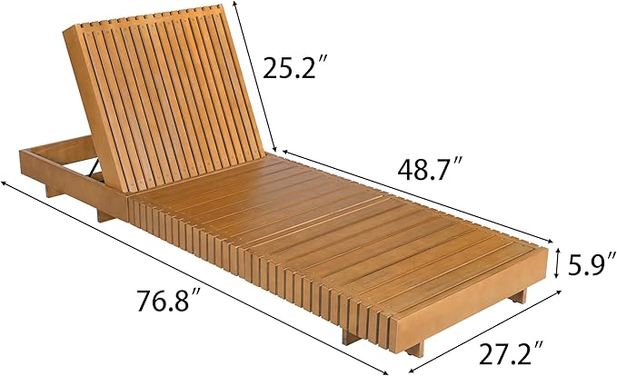 Christopher Knight Home Habery Acacia Wood Chaise Lounge Outdoor with Cushion, Wooden Patio Chaise Lounge with Cushion - Photo 2