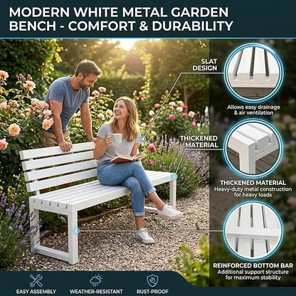 Weatherproof Outdoor Garden Bench, Heavy Duty Metal Bench, Galvanized Steel Backless Patio Benches, 3.3ft 3.9ft 4.9ft 5.9ft All Weather 2-Person Front Porch Seat for Yard Backyard(Black,3.93ft)