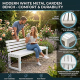 Weatherproof Outdoor Garden Bench, Heavy Duty Metal Bench, Galvanized Steel Backless Patio Benches - Photo 4