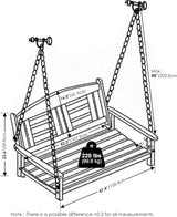 Furinno Tioman Hardwood Patio / Garden / Outdoor 4ft Porch Swing, 2 Seater with Hanging Chains, Natural - Photo 5