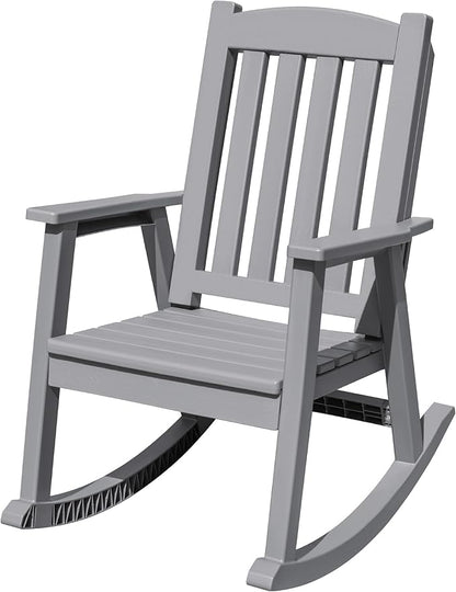 Flamaker Outdoor Rocking Chairs, PP Material Patio Rocking Chairs All Weather Resistant, Heavy Duty Rockers with High Back for Patio Backyard Porch (Gray)