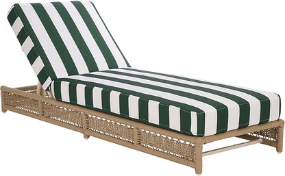 SAFAVIEH Outdoor Patio Furniture Collection – Callan Tan Rope & Hunter Green Stripe Cushion Lounger, Fully Assembled Outdoor Chaise, Modern Low-Profile Design (PAT7546H)