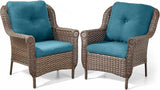 Patio Wicker Chairs Outdoor Furniture Chair - Set of 2 Outside All Weather Lawn Dining Brown Rattan Armchair with High - Photo 1