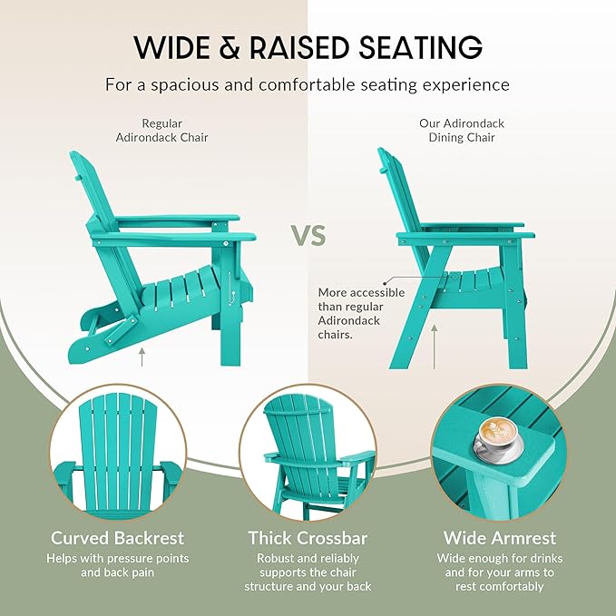 WestinTrends Dylan Outdoor Patio Shell-Back Adirondack Dining Chair Weather Resistant Turquoise