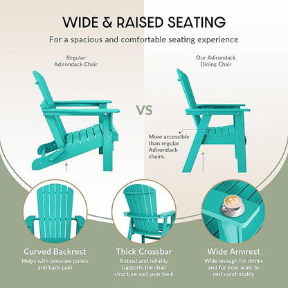 WestinTrends Dylan Outdoor Patio Shell-Back Adirondack Dining Chair Weather Resistant Turquoise