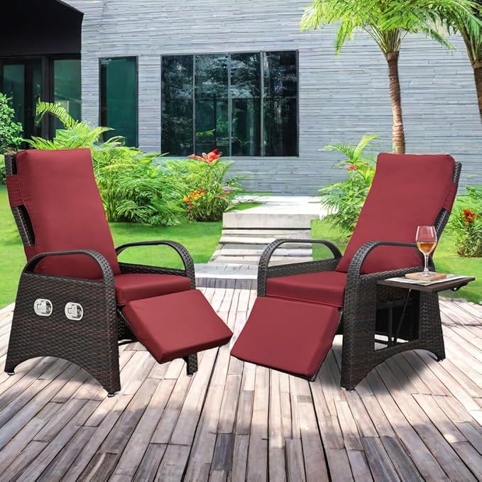 ATR ART TO REAL Outdoor Recliner Chairs, PE Wicker Reclining Lounge Chair with Removable Soft Cushion - Photo 7