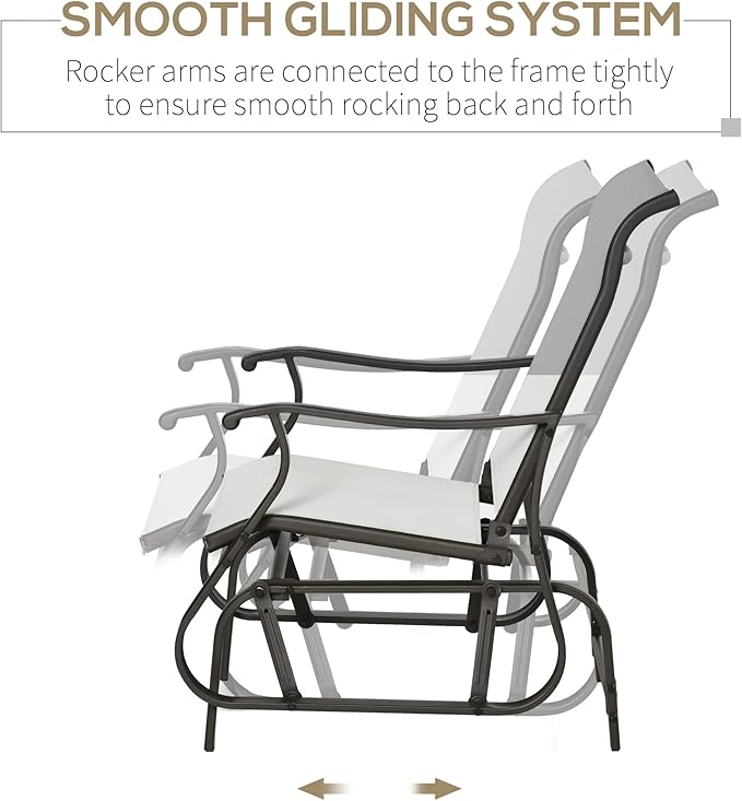 Outsunny Outdoor Glider Chair, Gliders for Outside Patio with Steel Frame and Mesh Fabric for Backyard, Garden - Photo 4
