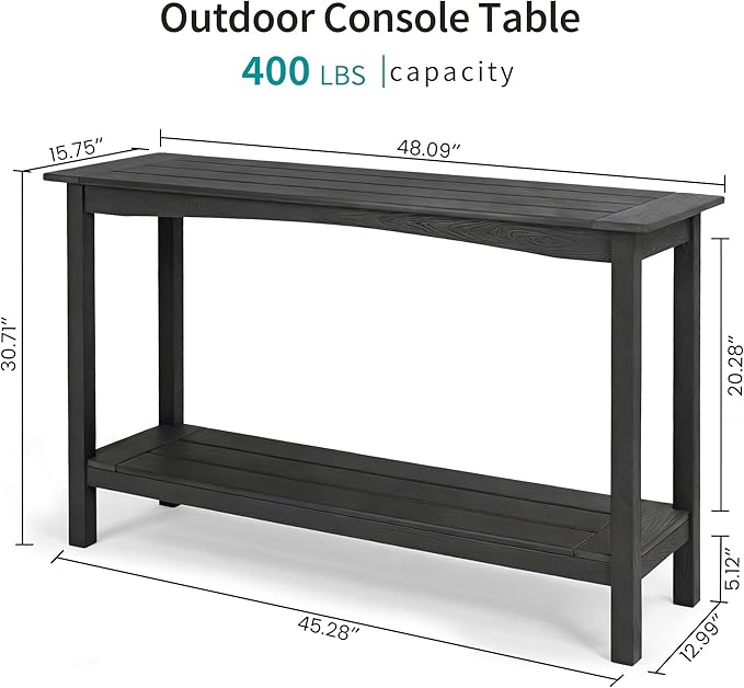 Outdoor Console Table, All-Weather 2-Tier Patio Console Table, Outside Plant Stand Table, Low Maintenance - Photo 3