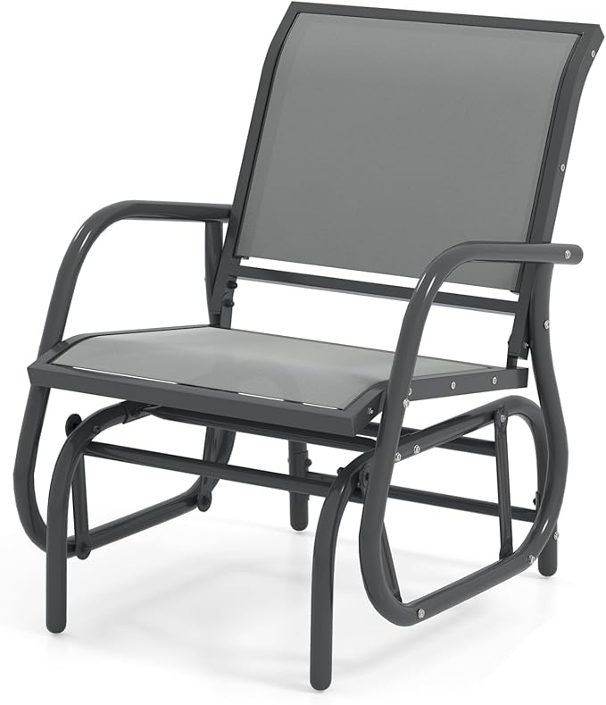 Tangkula Swing Glider Chair, Ergonomic Rocking Chair with Comfortable Fabric, Iron Frame, 4 Non-Slip Foot Pads - Photo 1