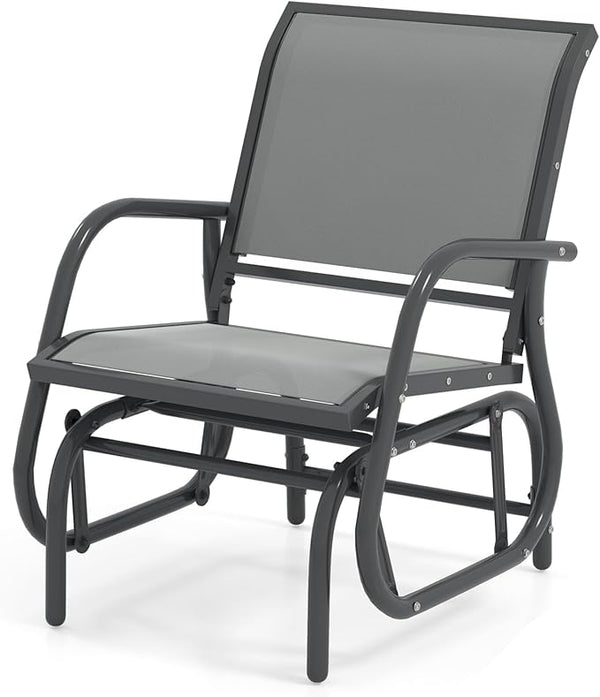 Tangkula Swing Glider Chair, Ergonomic Rocking Chair with Comfortable Fabric, Iron Frame, 4 Non-Slip Foot Pads - Photo 1