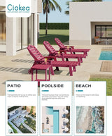 Chaise Lounge Chair Outdoor with Wheels, Adjustable 5-Position Chaise Lounge Outdoor with Wood Texture - Photo 5