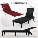HAPPYGRILL Outdoor Chaise Lounge Chair Rattan Recliner Lounger with Removable Cushion & 3-Level Adjustable Backrest - Photo 3