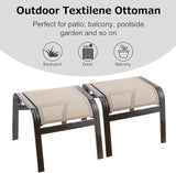 Outdoor Patio Footstools Aluminum Outdoor Ottomans Footrest Small Seating Wicker Furniture Patio Ottoman 2 Pieces Brown - Photo 5