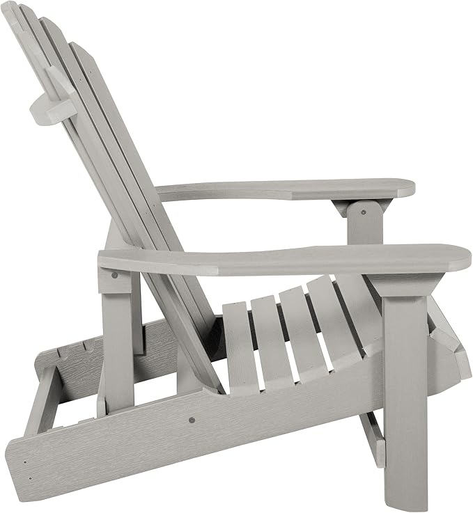 Highwood Hamilton Folding and Reclining King Size Adirondack Chair, Harbor Gray